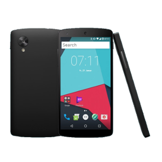 Front, back, and side views of the Android phone pictured on the original SuperMox website.